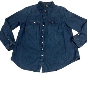 TORRID Denim Long Sleeve Button Down Top|Dark Blue| Size 2